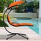 Hanging Chaise Lounge Chair with Canopy Cushion Steel Frame for Outdoor Indoor